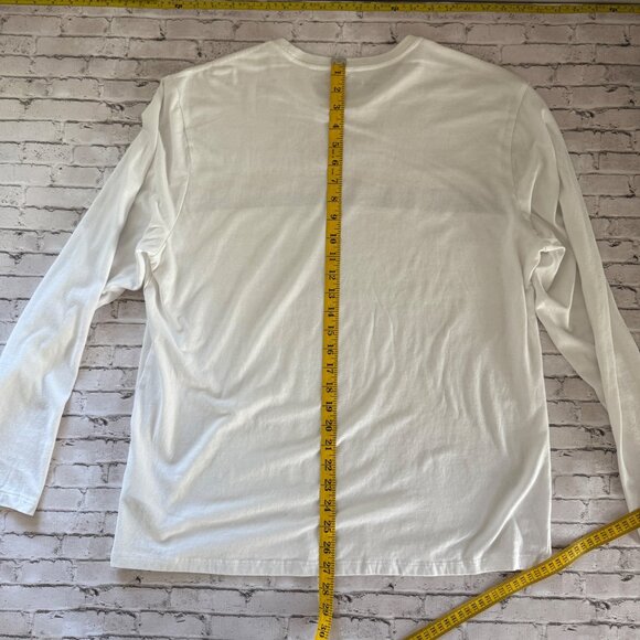 Old Navy Long Sleeve White Soft-Washed Men's Tee Retro Stripe Design Size XL - Picture 6 of 11